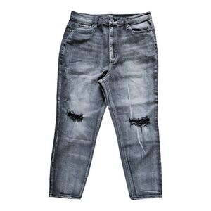 AFRM Ferris High Rise Slim Mom Cropped Jeans Shadow Grey Wash 32